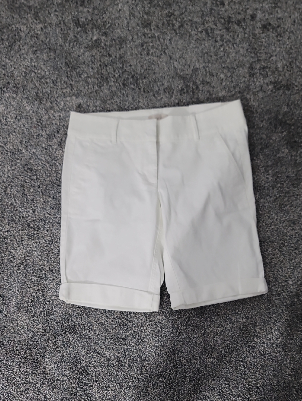 LOFT White Roll-Cuff Bermuda Shorts
